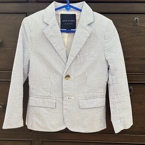 Janie and Jack Light Blue & White Striped Seersucker Blazer